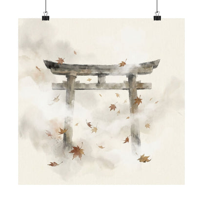 Calm Torii Gate Wall Art Print - Sumi E Zen