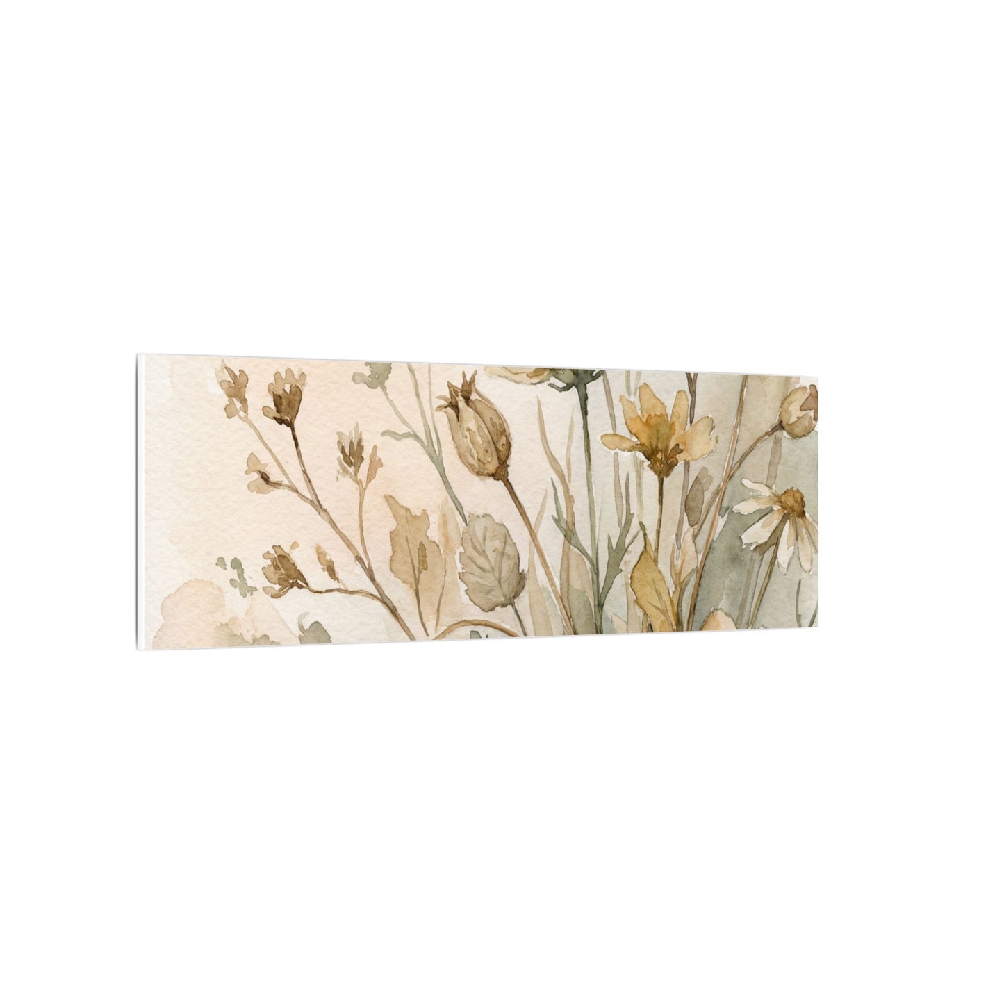 Summer Dried Flowers Watercolor Canvas Art | Elegant Decor