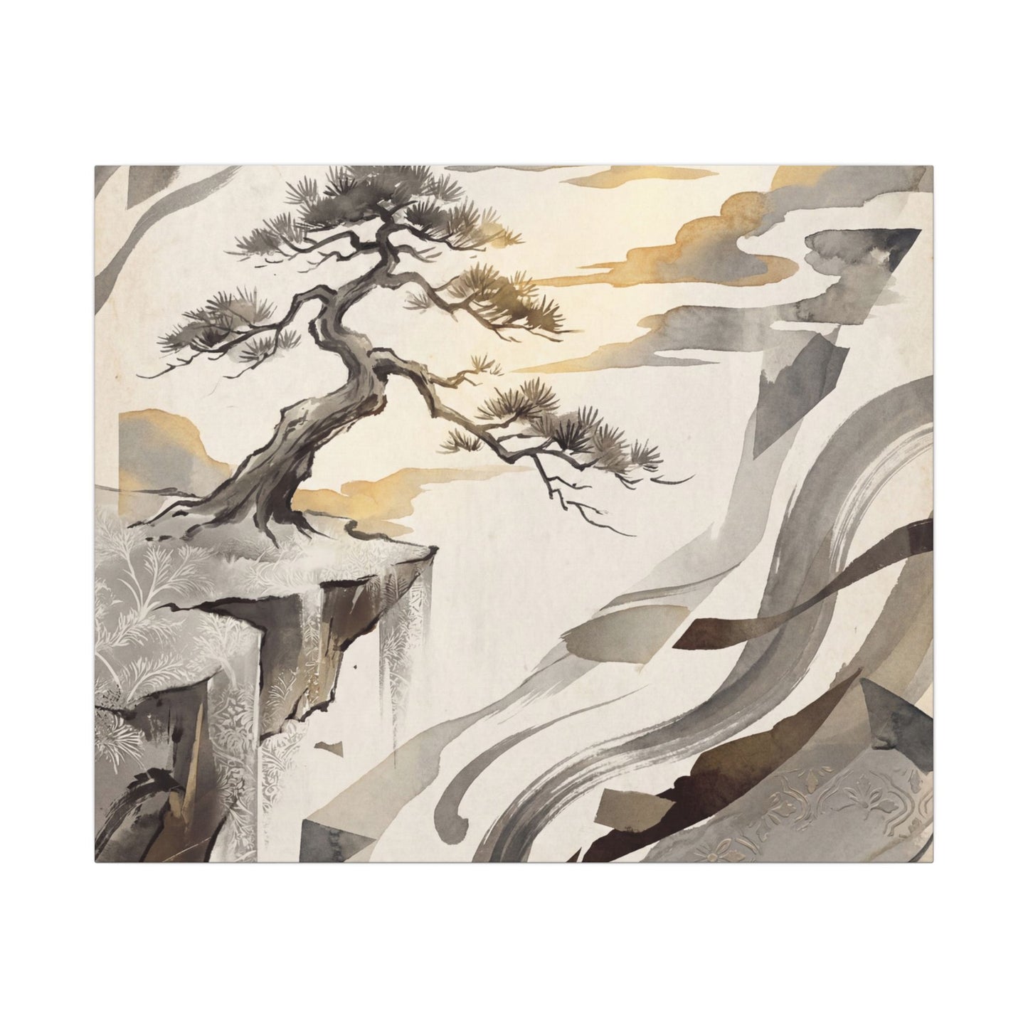 Golden Hour Pine Tree Canvas Art - Japandi Seijaku