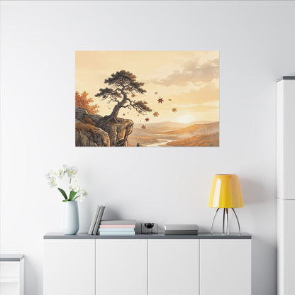 Pine Tree Autumn Canvas Art | Japandi Warm Design