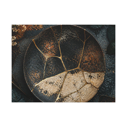 Kintsugi Rust Patina in Dawn | Gold Repair Canvas Art