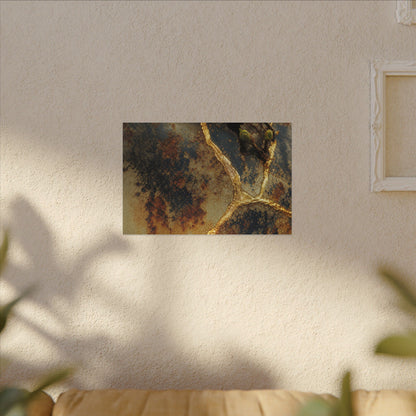 Datsuzoku Rust Patina Canvas Art - Kintsugi Crackle Gold
