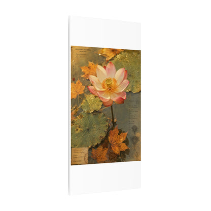 Autumn Lotus Flower Herbarium Canvas Art | Rustic Decor