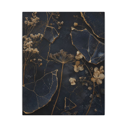 Philosophical Dried Flowers Canvas Art - Broken Beauty Kintsugi