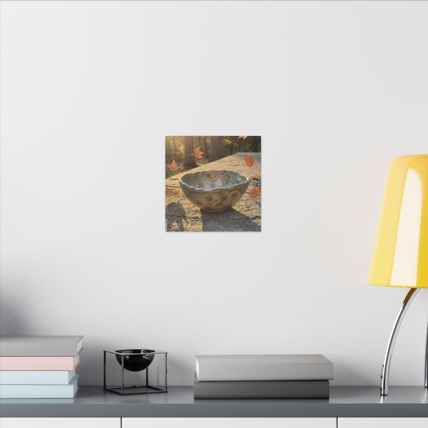 Japandi Ceramic Bowl in Golden Hour | Japanese Pattern Canvas Art