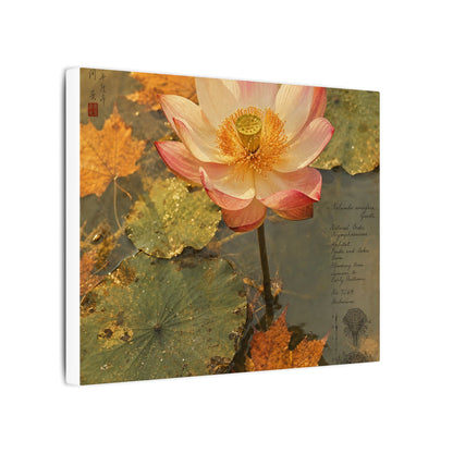 Autumn Lotus Flower Herbarium Canvas Art | Rustic Decor