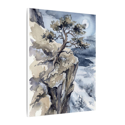 Pine Tree Canvas Art | Winter Japandi Watercolor Art