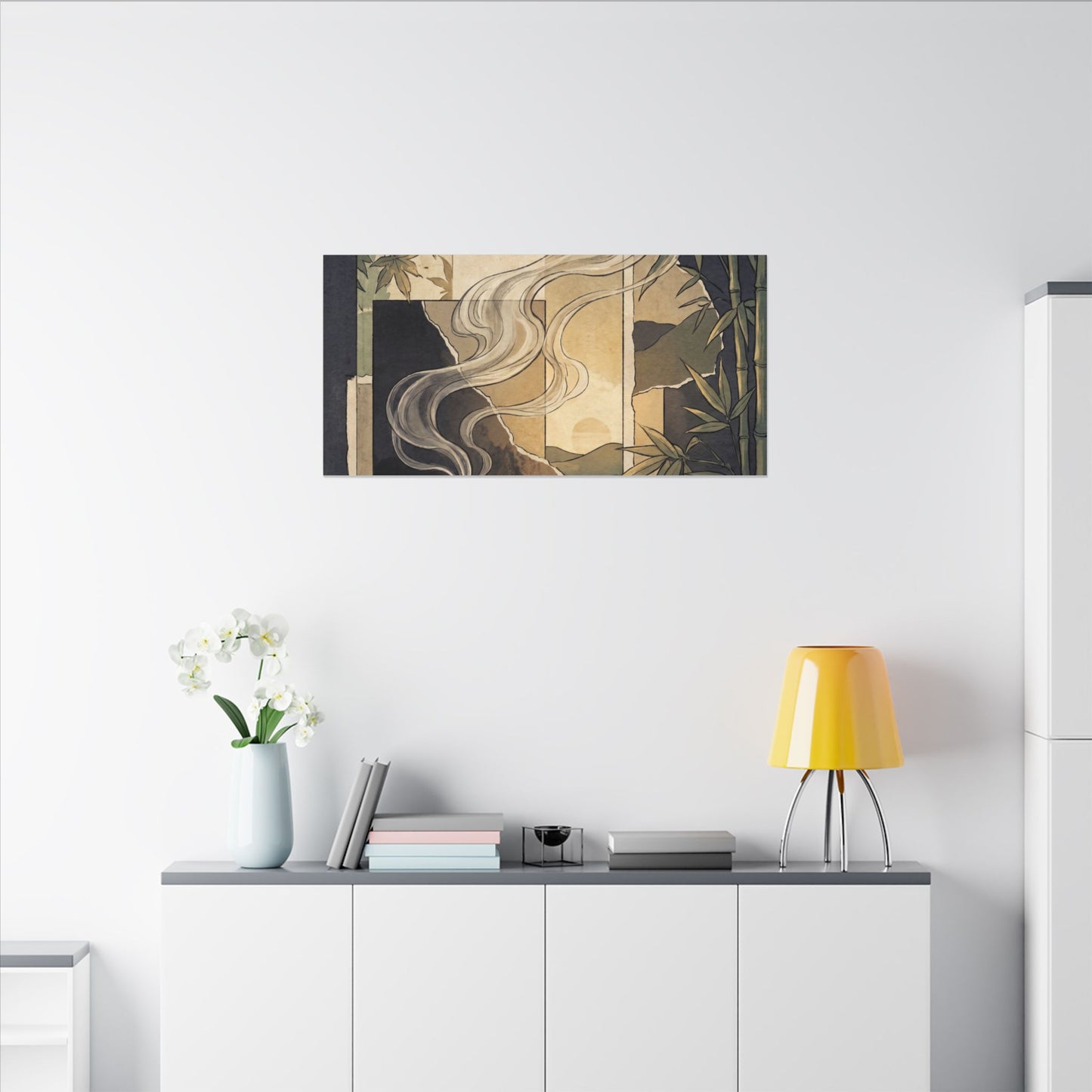 Tranquil Incense Smoke Canvas Art - Ukiyo E Inspired Zen