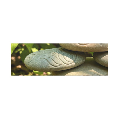 River Stones Summer Canvas Art | Japandi Earthy Design