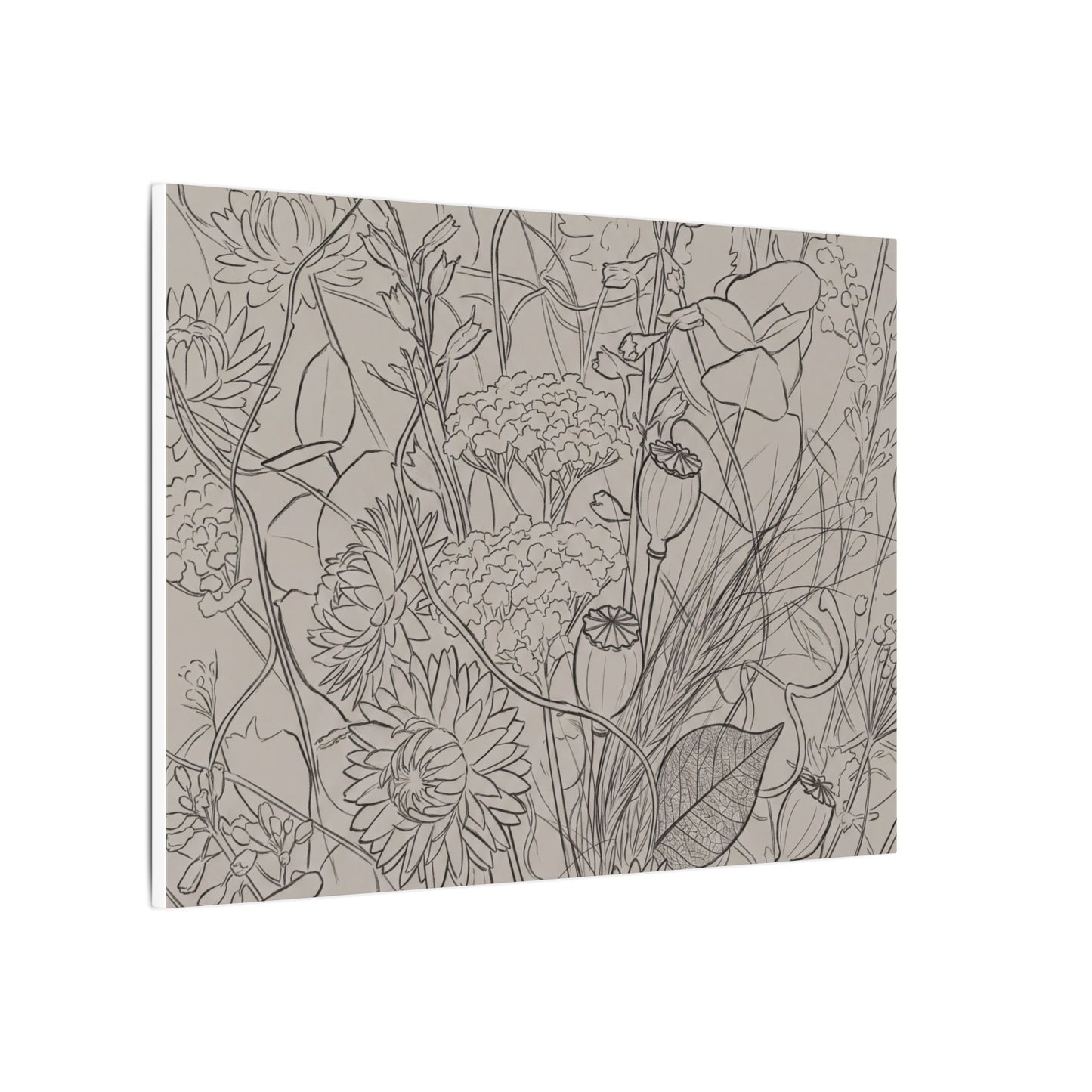 Summer Dried Flowers Minimal Line Canvas Art | Elegant Decor