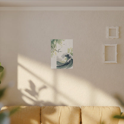 Spring Ocean Wave Ukiyo E Inspired Canvas Art | Serene Decor