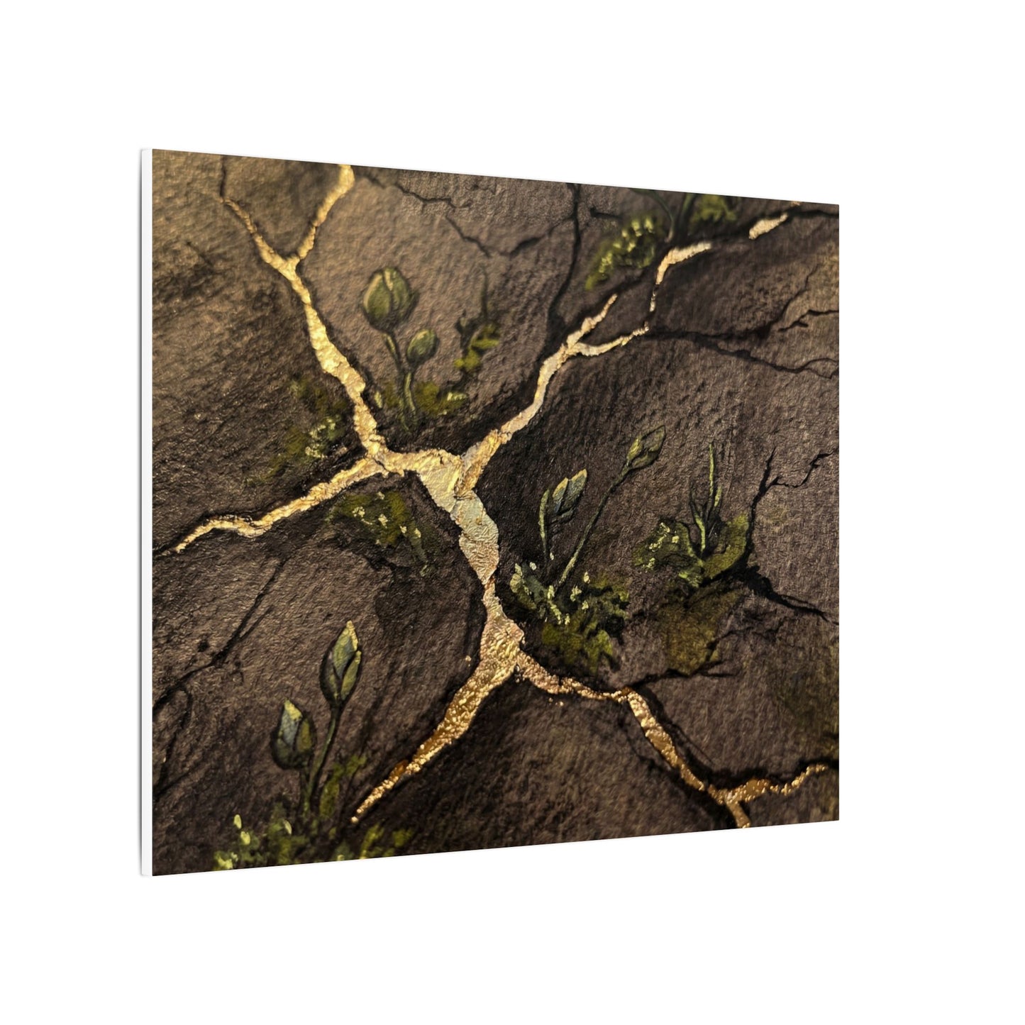 Spring Cracked Earth Charcoal Ink Canvas Art | Luxurious Decor