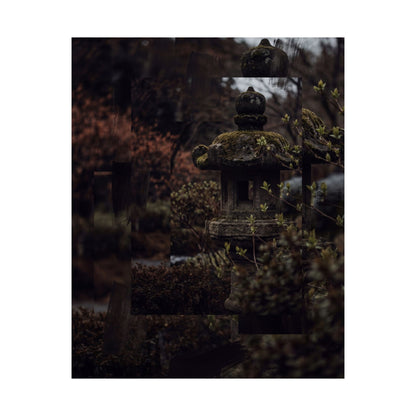 Stone Lantern Shadow Zen Wall Art Print | Luxurious Dark Japandi Art