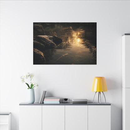 Winter Koi Pond Shadow Zen Canvas Art | Bold Decor