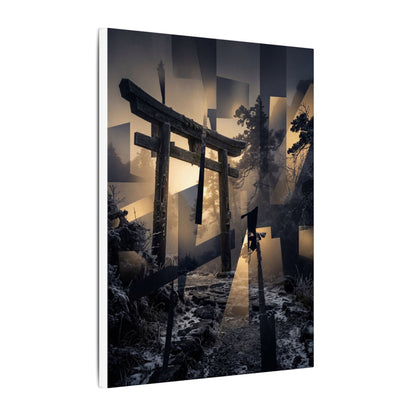 Winter Torii Gate Moody Minimal Canvas Art | Bold Decor