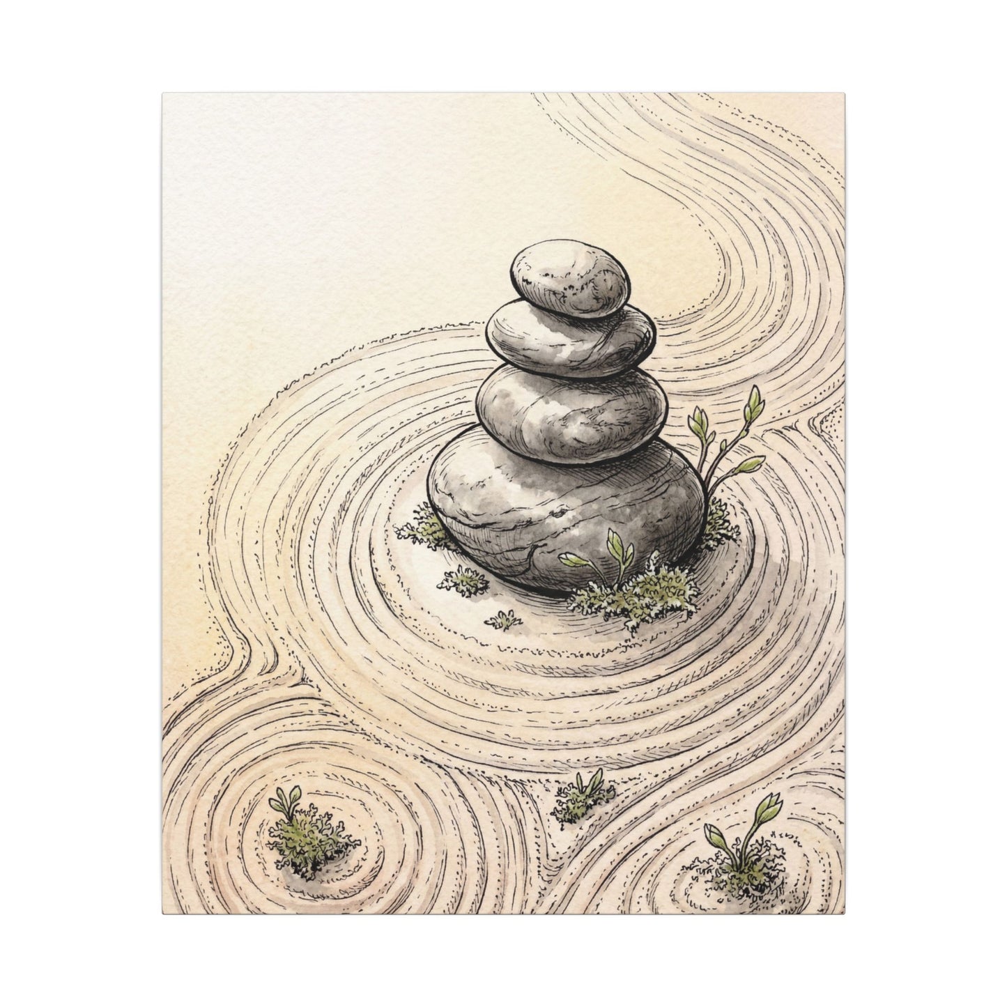 River Stones Spring Canvas Art | Zen Serene Design