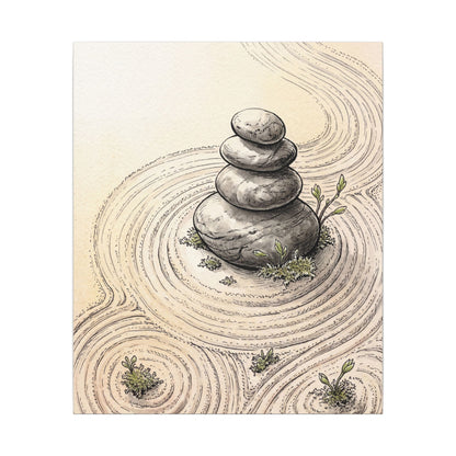 River Stones Spring Canvas Art | Zen Serene Design