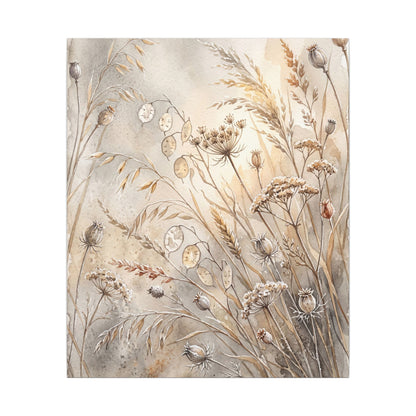 Winter Dried Flowers Watercolor Canvas Art | Warm Decor
