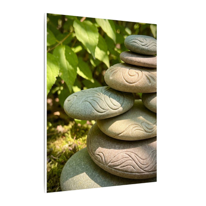 River Stones Summer Canvas Art | Japandi Earthy Design