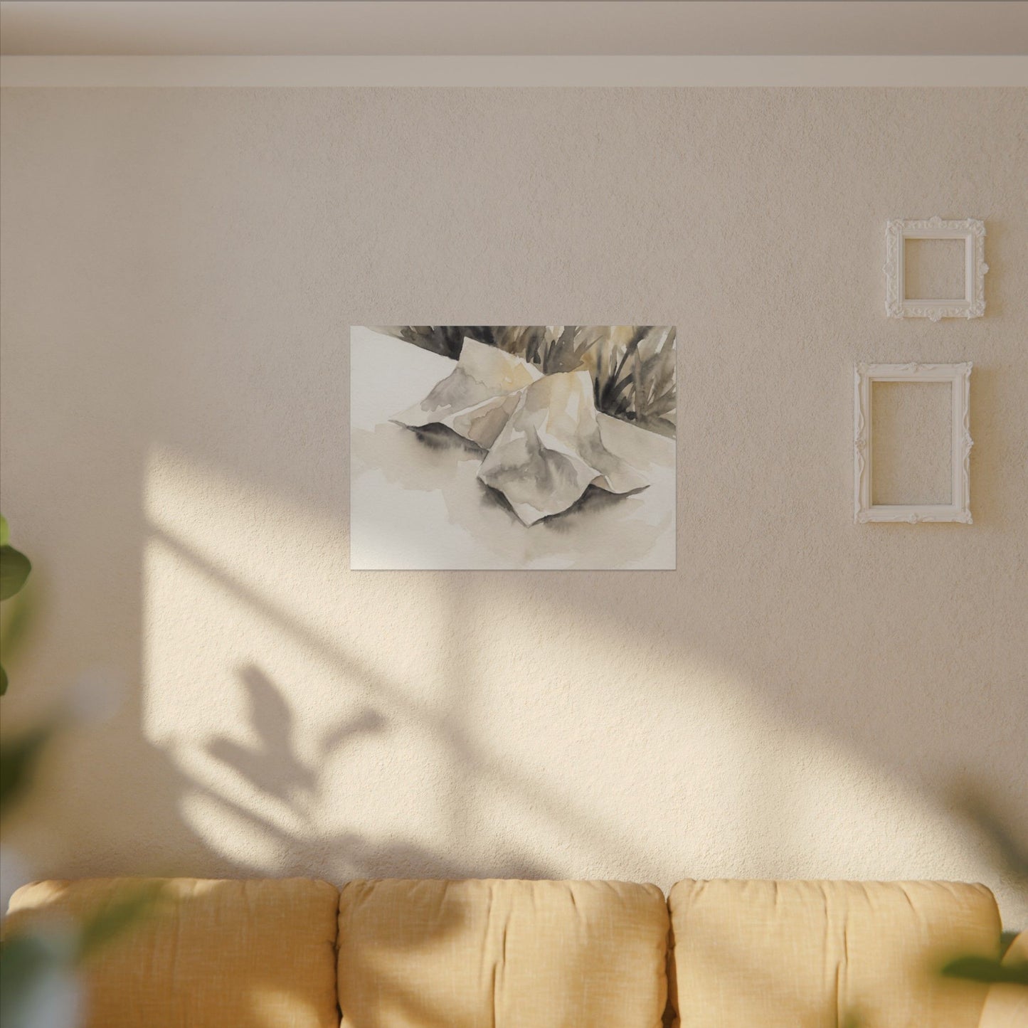 Paper Fold Watercolor Canvas Art | Warm Japandi Art