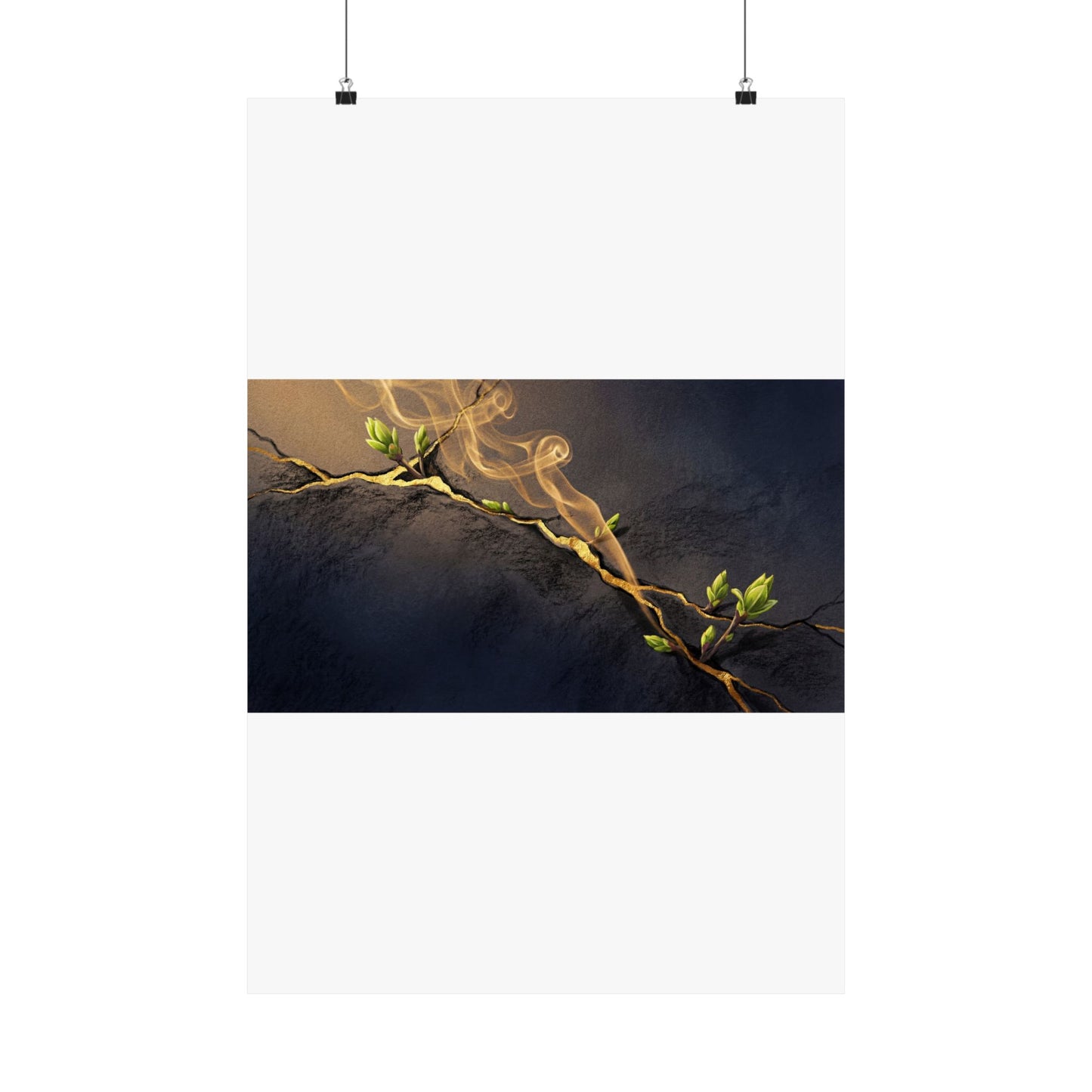 Ma Incense Smoke Wall Art Print - Kintsugi Gold Vein Art Print
