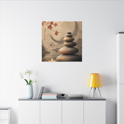 Japandi River Stones in Candlelight | Japanese Pattern Canvas Art
