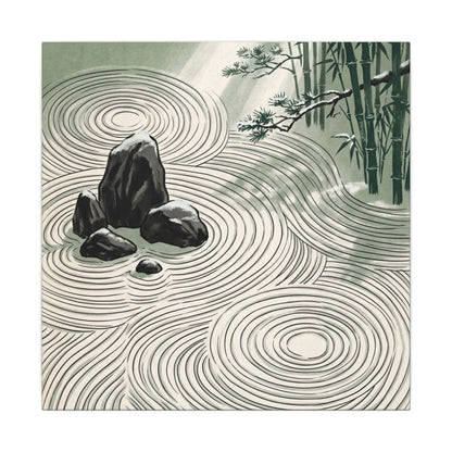 Shibui Rock Garden Canvas Art - Zen Ukiyo E Inspired