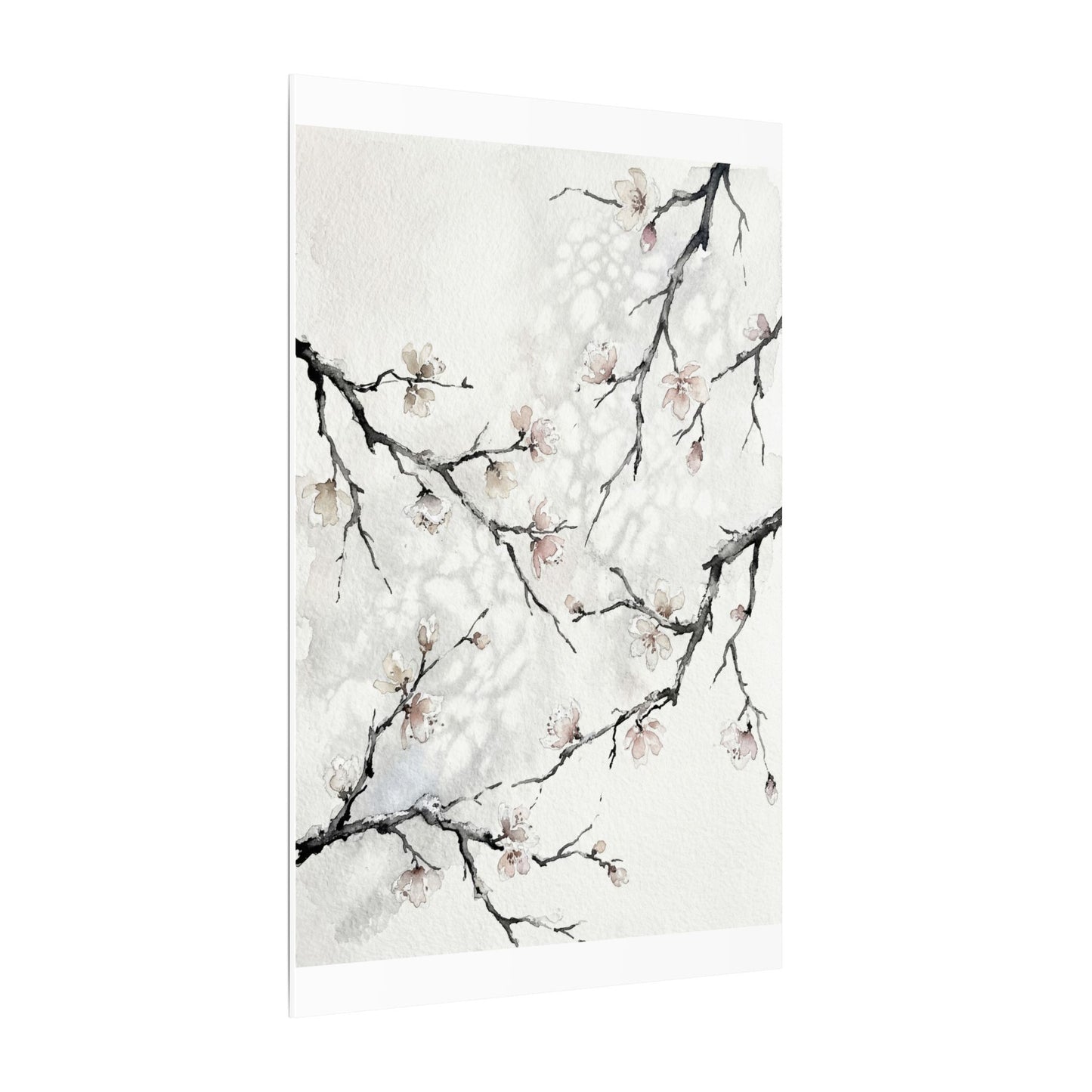 Cherry Blossom Canvas Art | Winter Japandi Watercolor Art