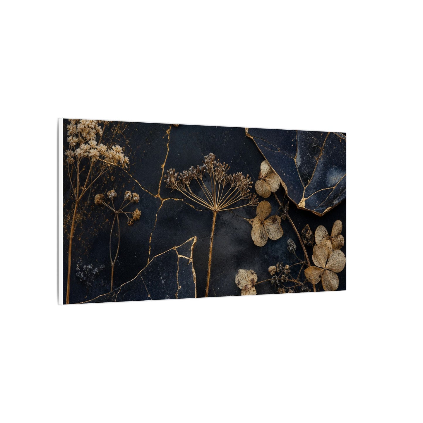Philosophical Dried Flowers Canvas Art - Broken Beauty Kintsugi