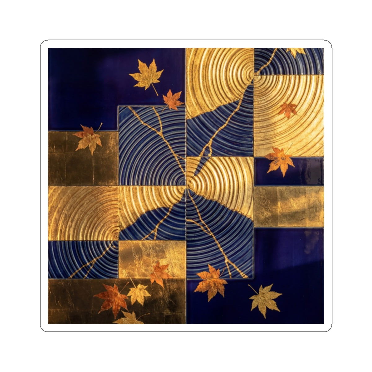 Water Ripple Autumn Sticker | Kintsugi Beautiful Design Art Print