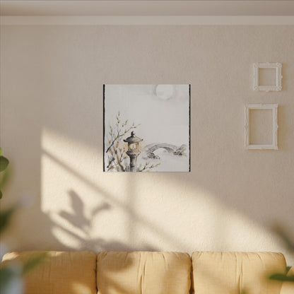 Moonlit Garden Spring Canvas Art | Zen Contemplative Design