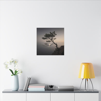 Dawn Pine Tree Canvas Art - Dark Japandi Datsuzoku