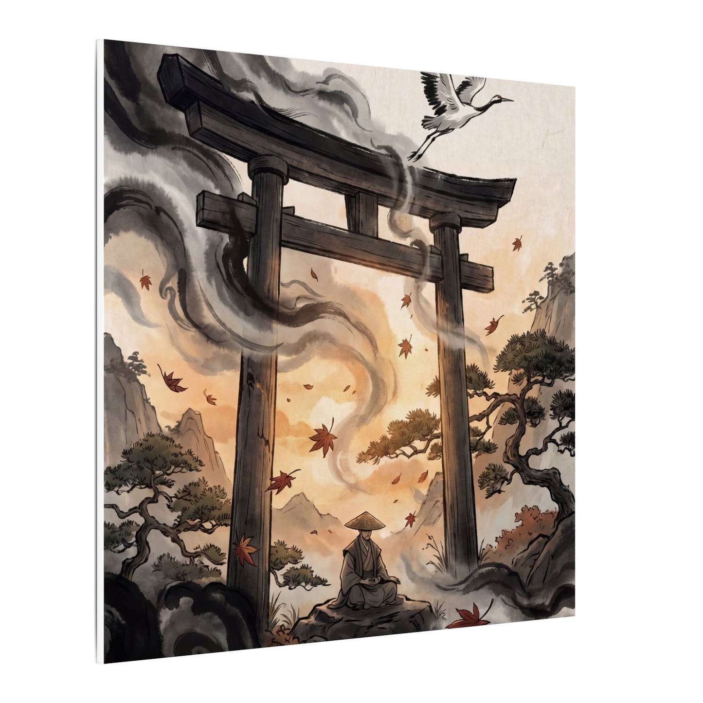 Torii Gate Ukiyo E Inspired Canvas Art | Serene Zen Art