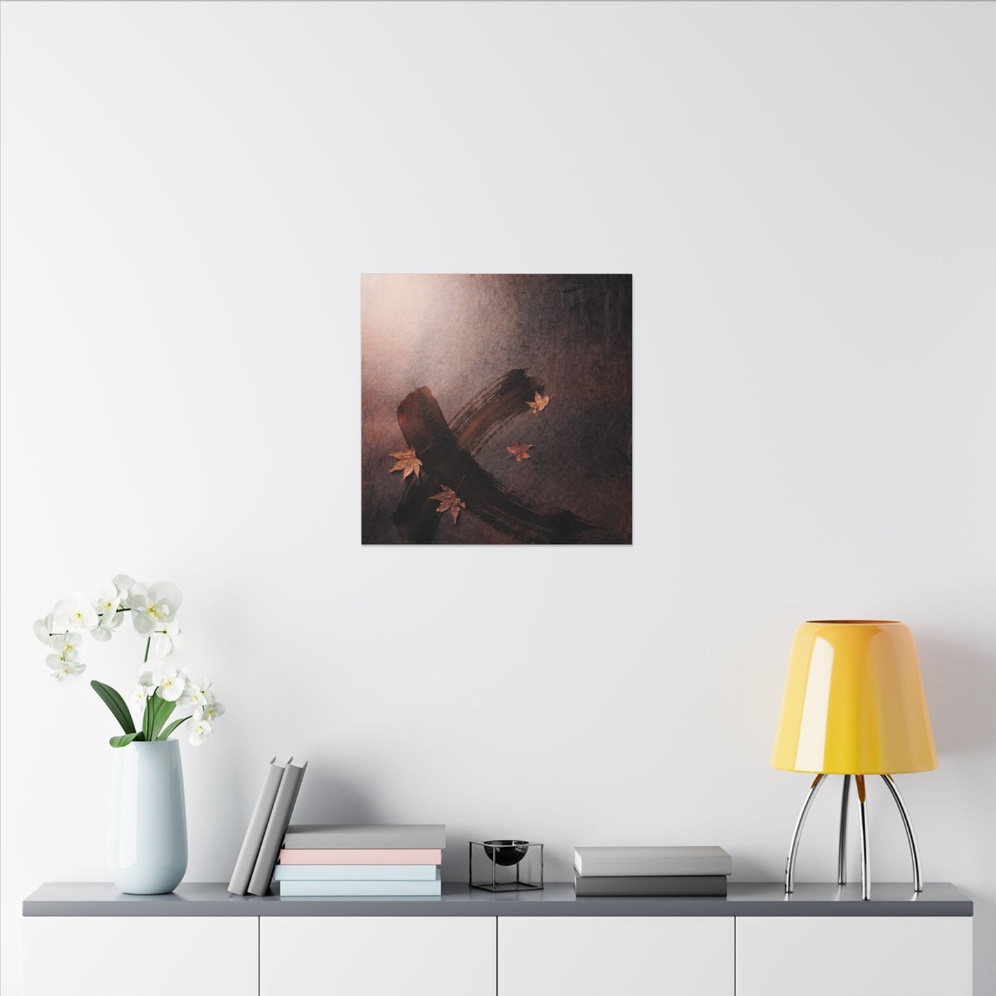 Moody Ink Brushstroke Canvas Art - Moody Minimal Dark Japandi
