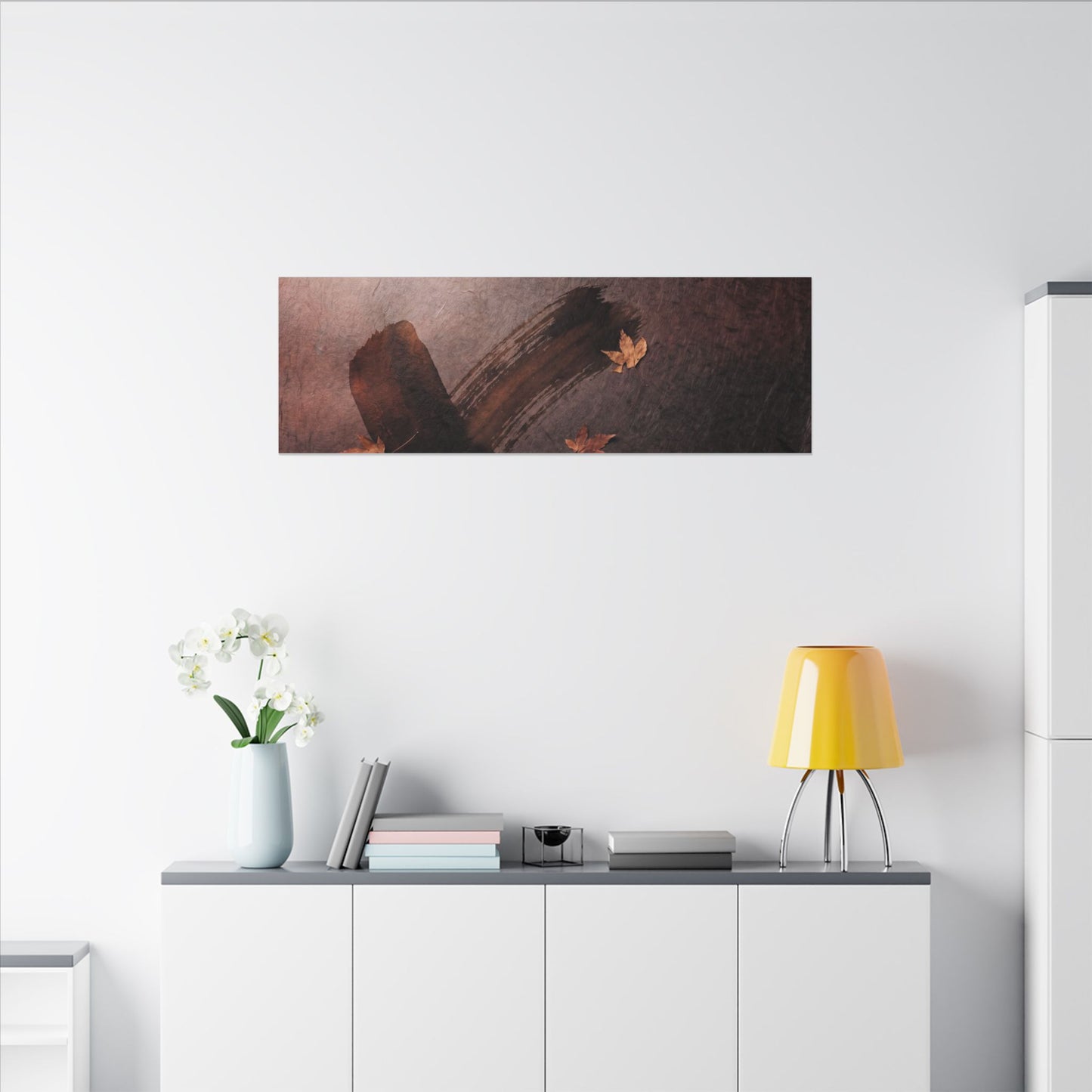 Moody Ink Brushstroke Canvas Art - Moody Minimal Dark Japandi