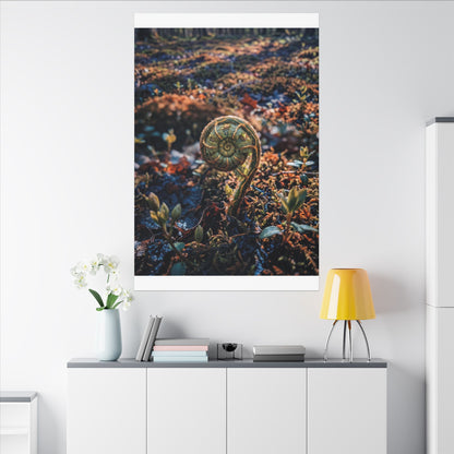 Kintsugi Fern Unfurling in Dappled | Gold Vein Canvas Art