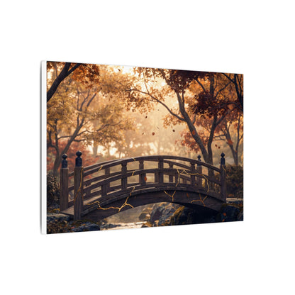 Autumn Wooden Bridge Gold Vein Canvas Art | Resilient Decor