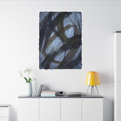 Ink Brushstroke Canvas Art | Winter Dark Japandi Shadow Zen Art