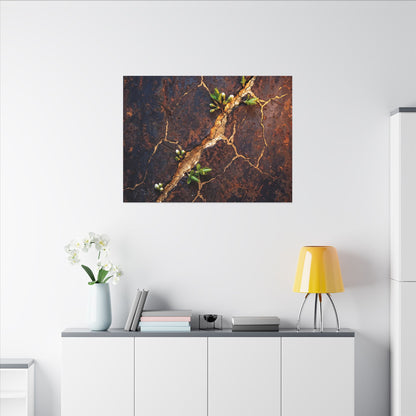 Rust Patina Spring Canvas Art | Kintsugi Resilient Design