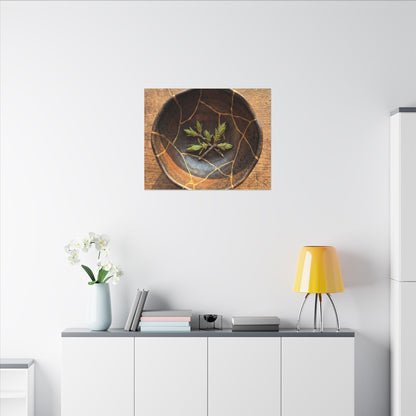 Ceramic Bowl Gold Repair Canvas Art | Resilient Kintsugi Art