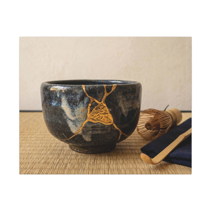 Kanso Tea Ceremony Canvas Art - Kintsugi Gold Vein