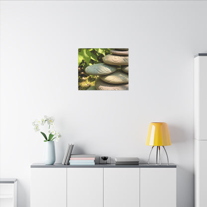 River Stones Summer Canvas Art | Japandi Earthy Design