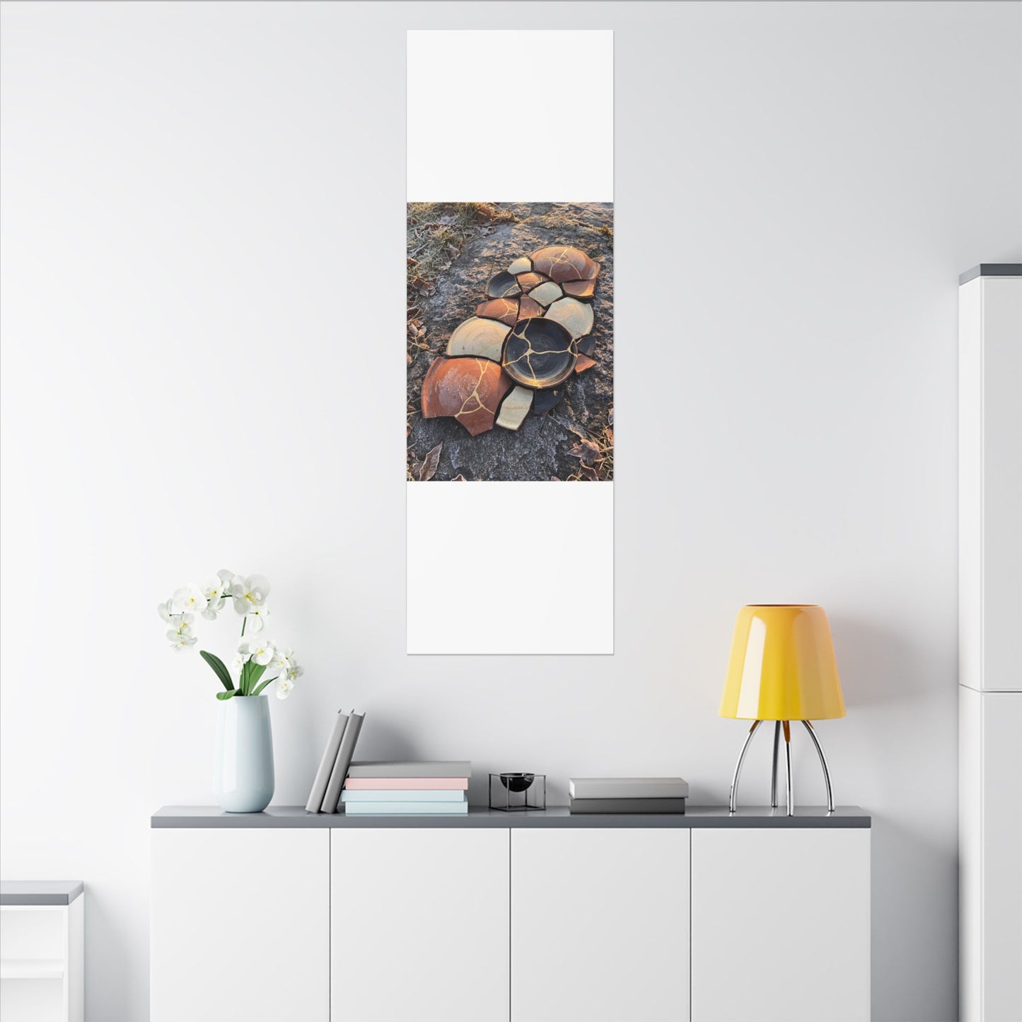 Winter Broken Pottery Gold Vein Canvas Art | Beautiful Decor