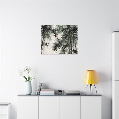 Zen Bamboo Grove in Overcast | Sumi E Canvas Art