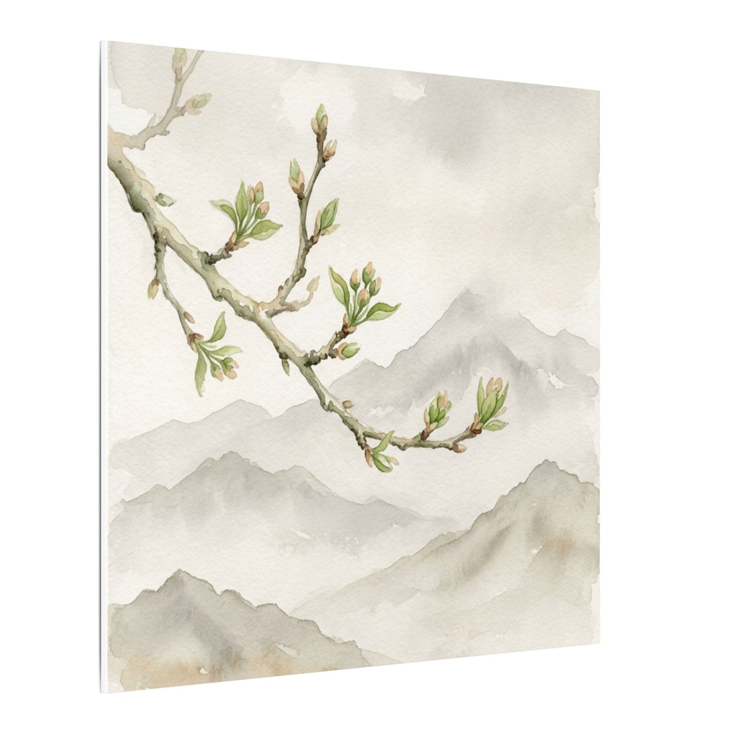 Spring Mountain Mist Watercolor Canvas Art | Cozy Decor