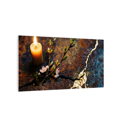 Kintsugi Rust Patina in Candlelight | Gold Repair Canvas Art