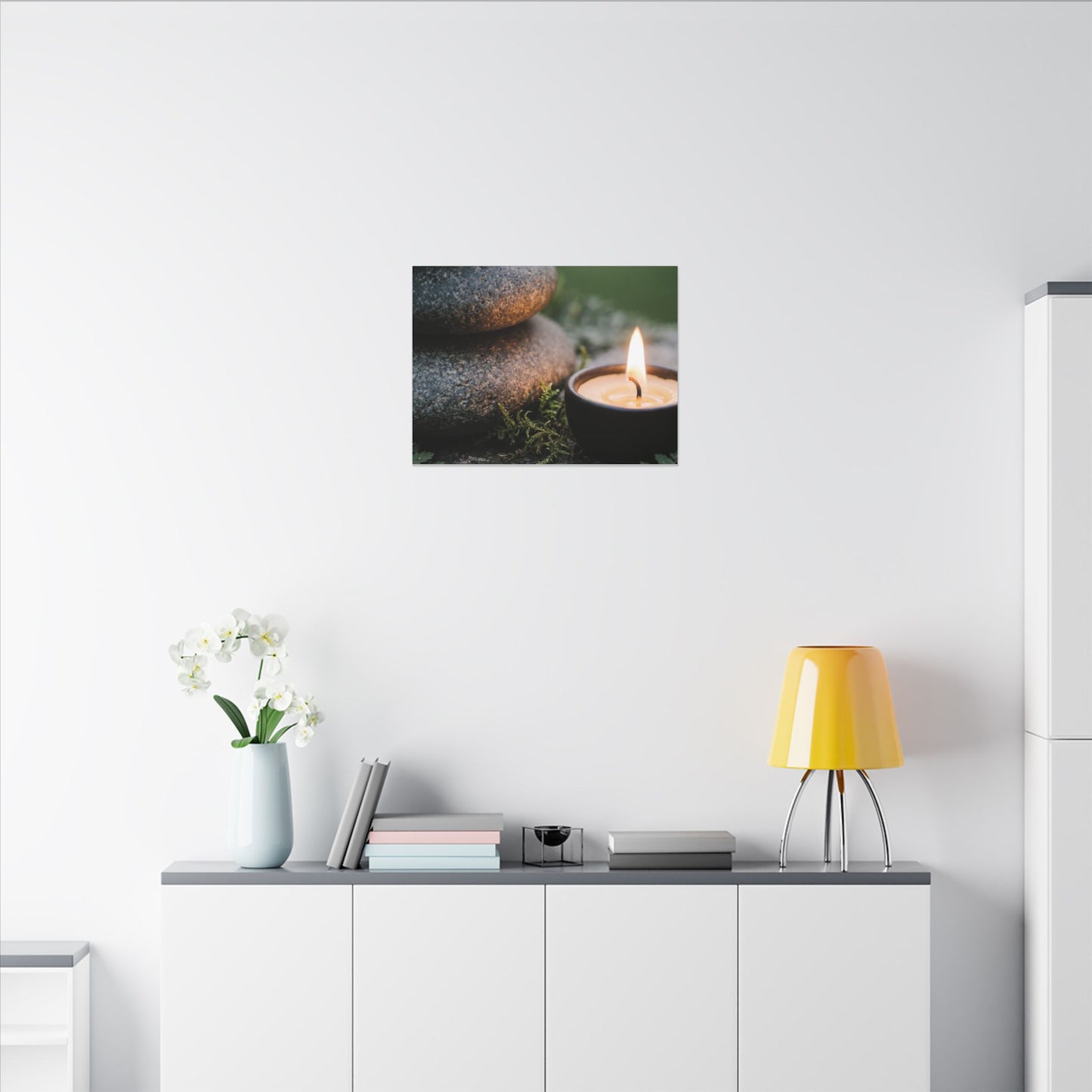 Warm River Stones Canvas Art - Japanese Pattern Japandi