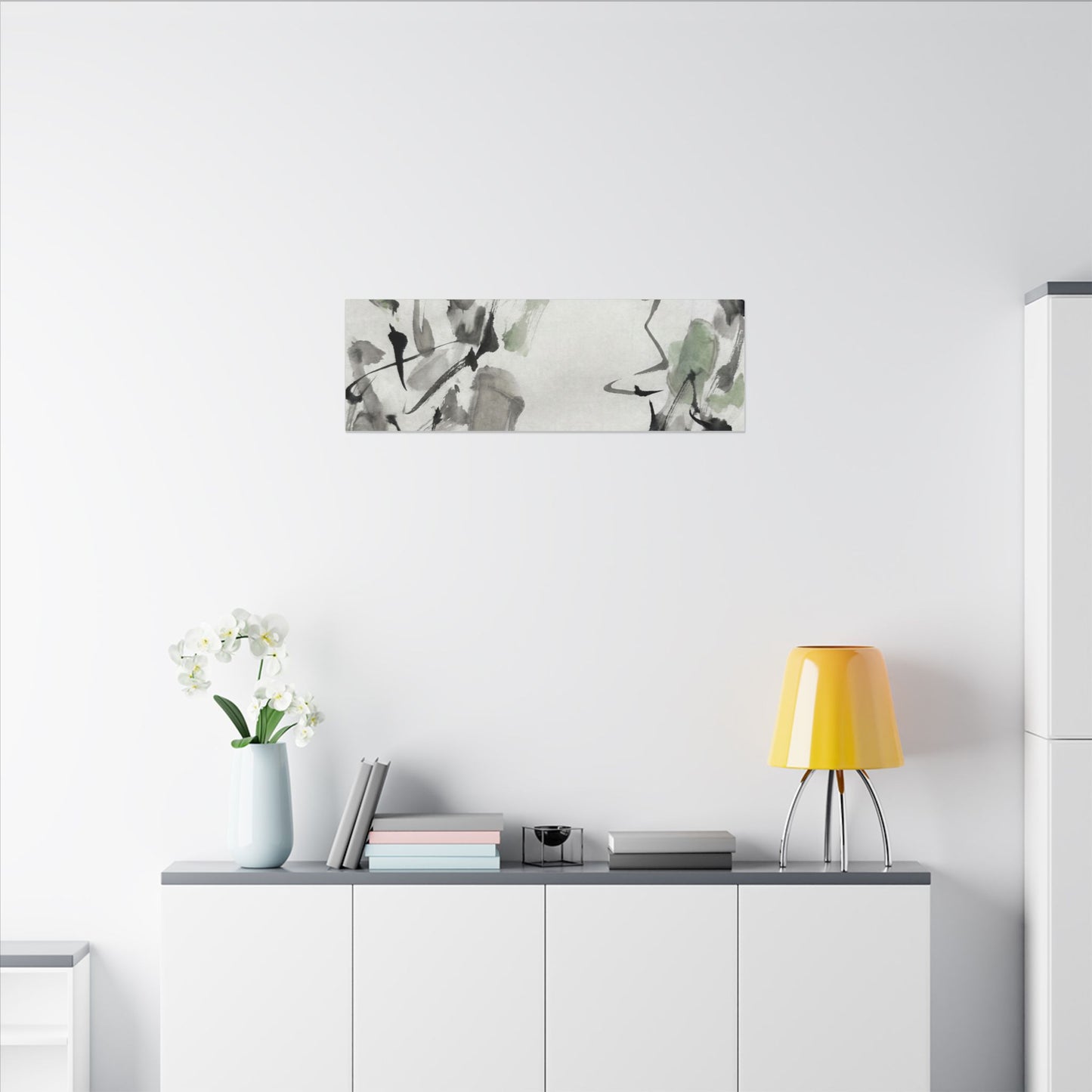 Zen Ink Brushstroke in Overcast | Sumi E Canvas Art