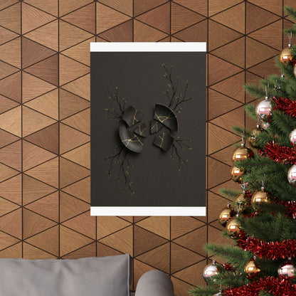 Dark Japandi Broken Pottery in Overcast | Charcoal Ink Wall Art Print