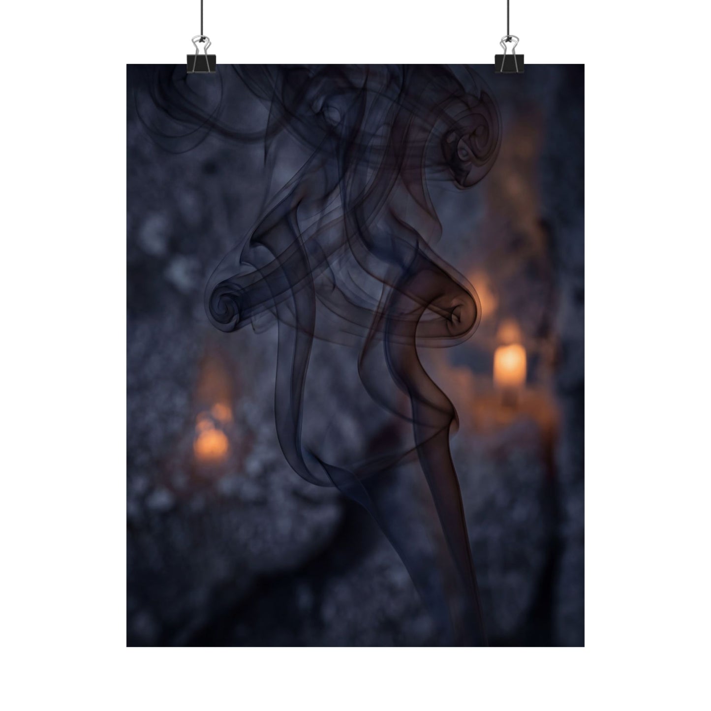 Bold Incense Smoke Wall Art Print - Shadow Zen Dark Japandi